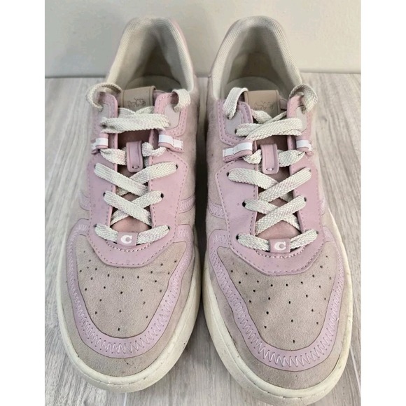 Coach Citysole Court Pink Tan Suede‎ Sneakers Women Size 10B Chic Classy Preppy - Picture 1 of 9